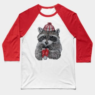 Raccoon's Cozy Winter Baseball T-Shirt
